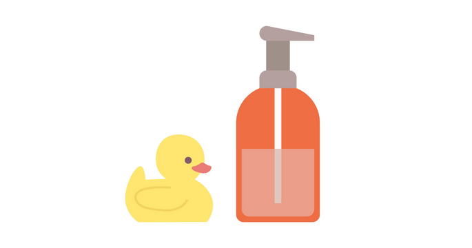 canard et flacon de shampoing